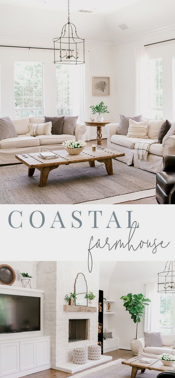 Today we are sharing my mom’s latest remodel that we call the . Her living room is what we like to call coastal farmhouse.
