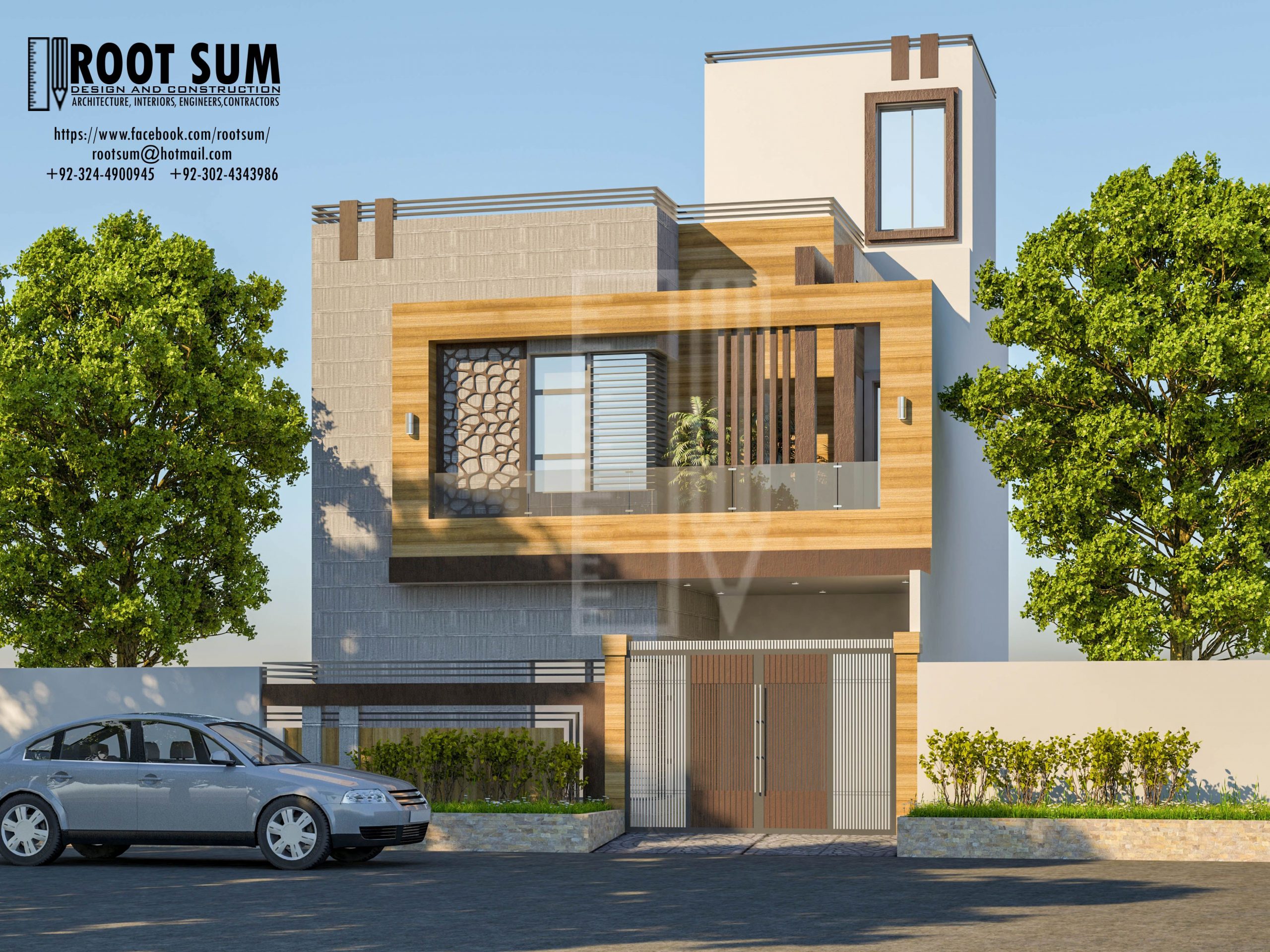 5 Marla Residential House-Al Raheem Garden Lahore By Root Sum Design and Construction-Prespective-2, Day Light