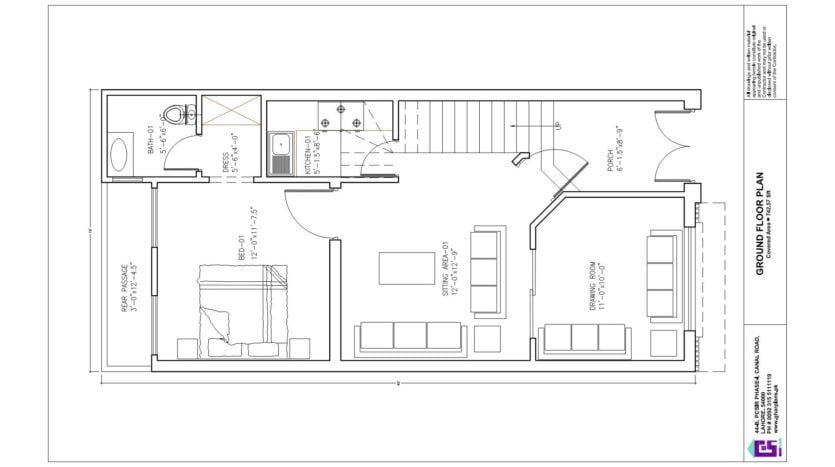 3.37 Marla House Design Plan – Ghar Plans