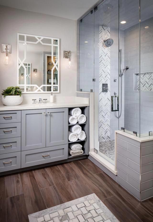 50 Beautiful Bathroom Idas: Bathroom With Tiles And Textures | Black And White Tile Bathroom Floor With Dark Grout Design Ideas | Bright White Ice Subway Ceramic Bathroom Tile Ideas…