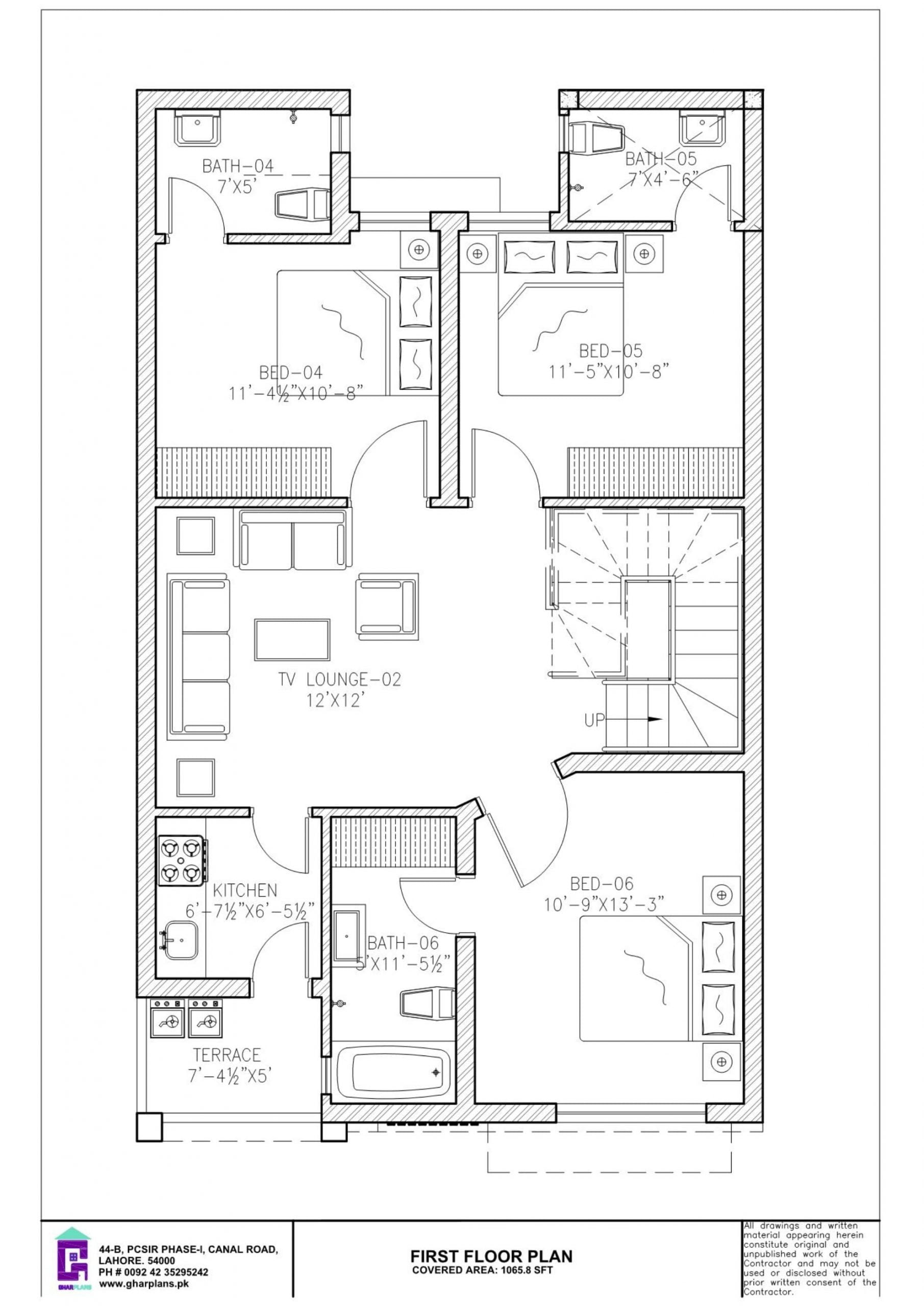 6 Bedroom 5 Marla First Floor Plan