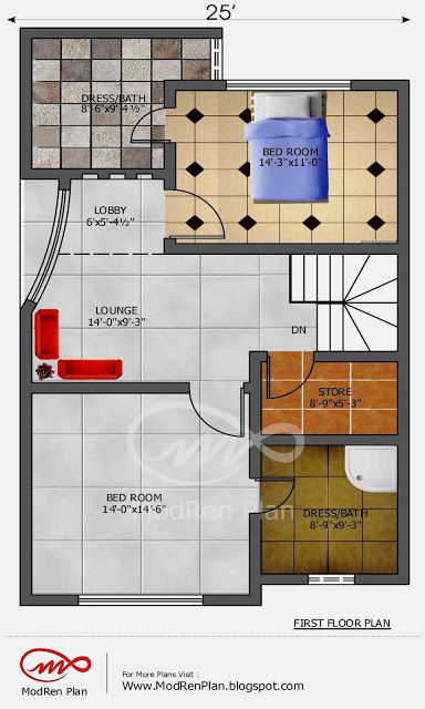 5 marla house plan |1200 sq ft| 25×45 feet|www.modrenplan.blogspot.com