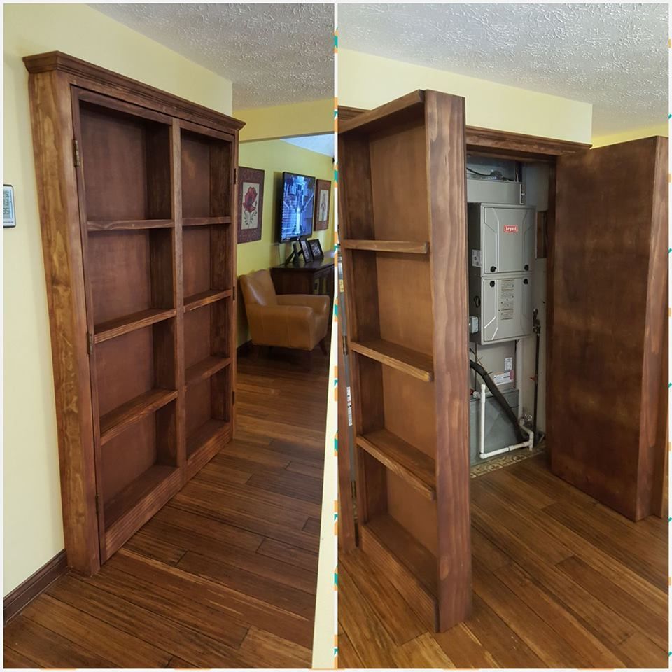 Bookshelf Hidden Doors Over Closet | Ana White