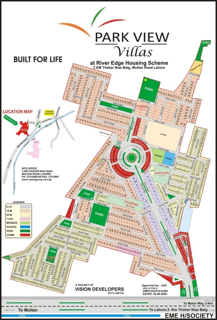 Park View Villas Lahore Map