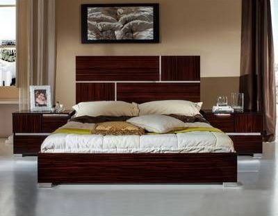 mahogany colored bedroom furniture with gold minimal details