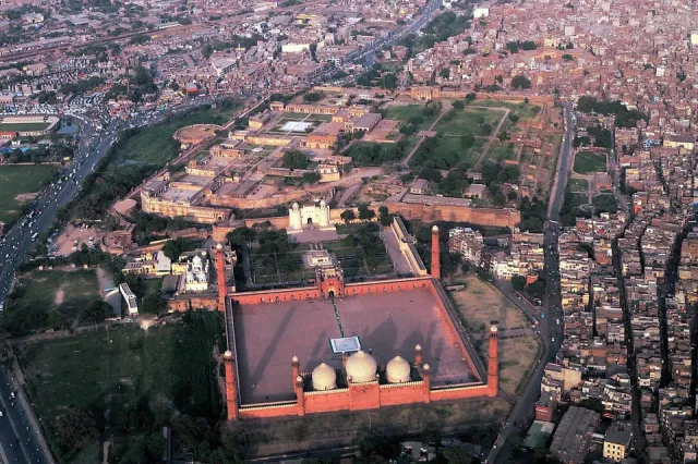 beautiful view of lahore city with badshahi mosque