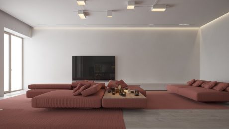 Minimalist-Interior-With-Red-Accent-Decor-Includes-Floor-Plan