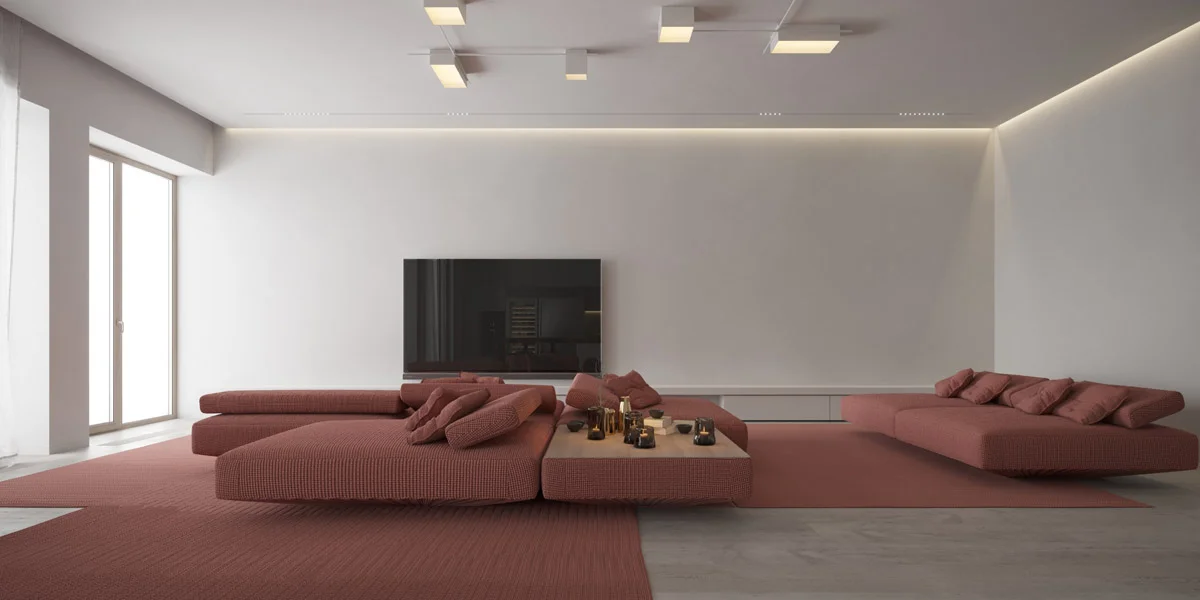 Minimalist-Interior-With-Red-Accent-Decor-Includes-Floor-Plan