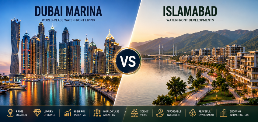 Dubai Marina vs Islamabad Waterfront Developments